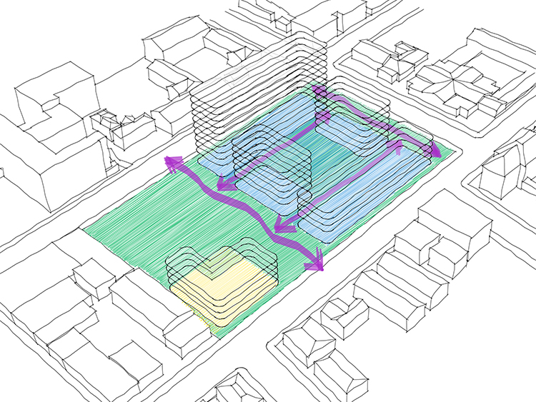 A conceptual schematic of what the People's Park redevelopment could look like.