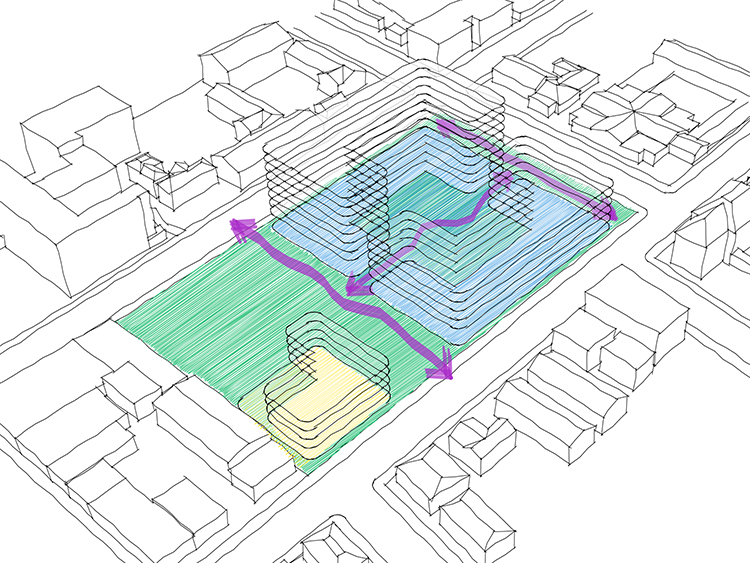 A conceptual schematic of what the People's Park redevelopment could look like.