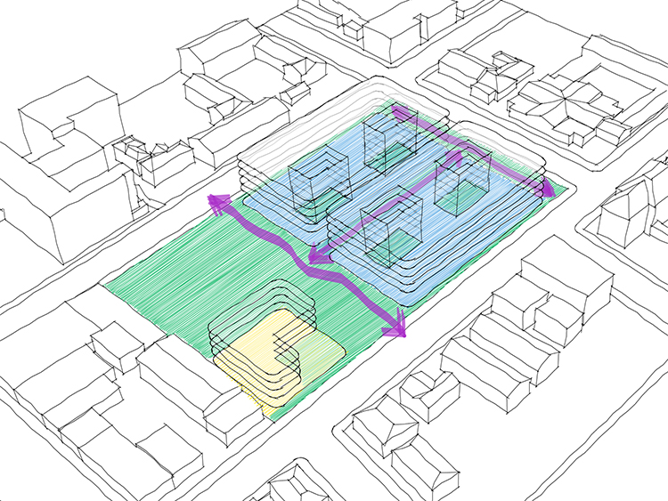 A conceptual schematic of what the People's Park redevelopment could look like.