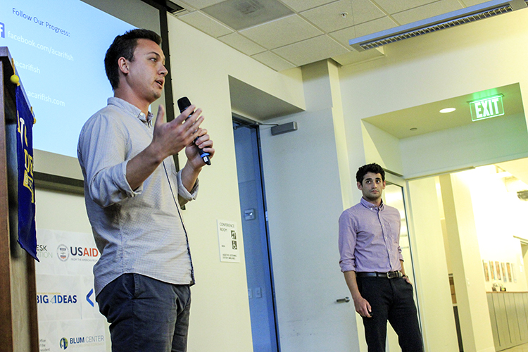 Mitchell (left) and Bordia won an award at Berkeley's Big Ideas competition, which recognizes students with business ideas that could change the world. (UC Berkeley photo by Jeremy Snowden)