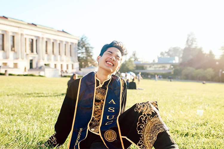 student on grass