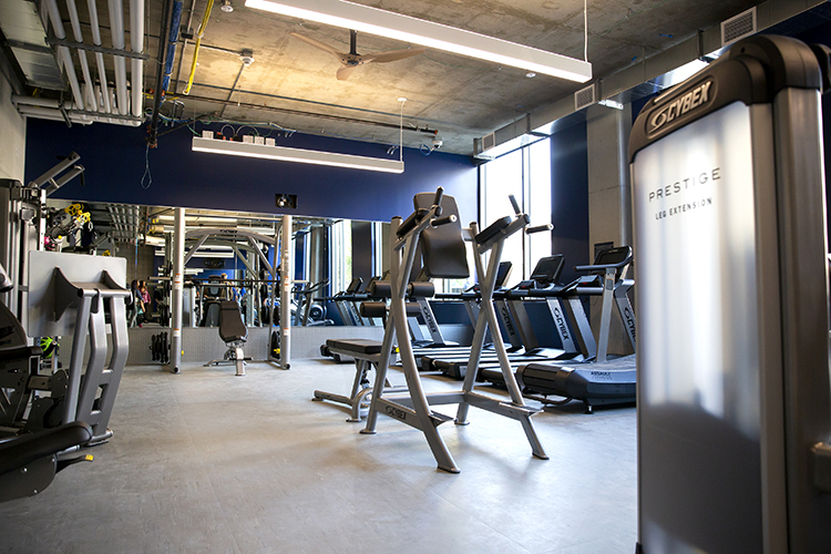 The new David Blackwell Hall student dormitory is equipped with a full workout facility.