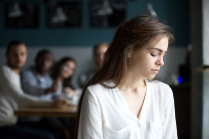 a woman looking lonely