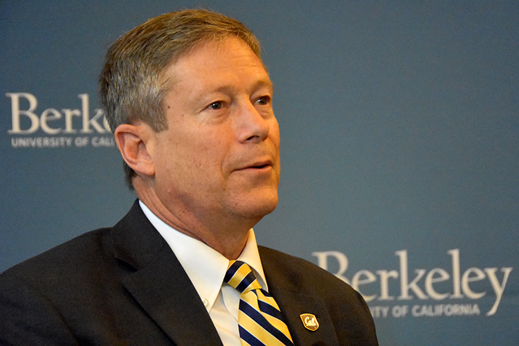 Jim Knowlton in front of a blue UC Berkeley screen