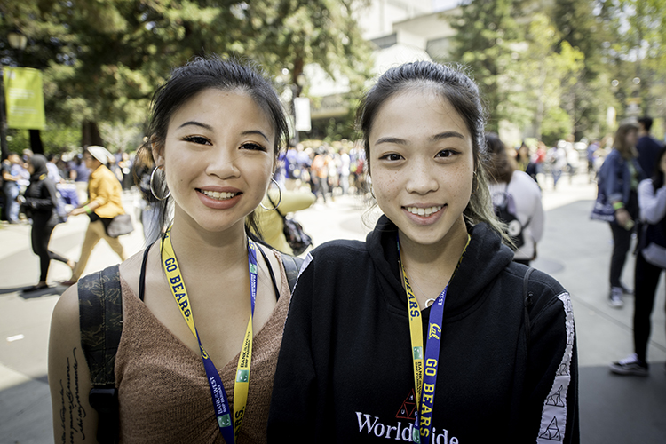 friends jennifer ho and jayme jang smile and pose for a photo