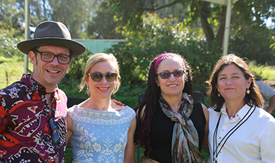 The children of Chris and Warren Hellman (left to right): Marco “Mick” Hellman ’83; Judith Hellman ’84; Frances Hellman, dean of the Division of Mathematical & Physical Sciences at UC Berkeley; and Patricia Hellman Gibbs. (Photo by Michael Riley)