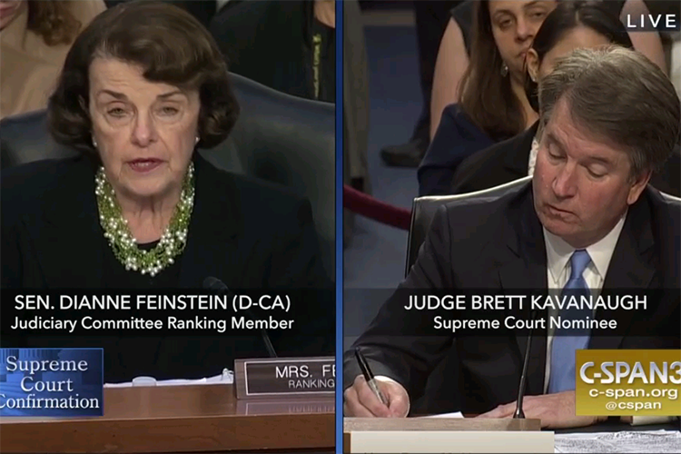 feinstein and kavanaugh at a senate hearing