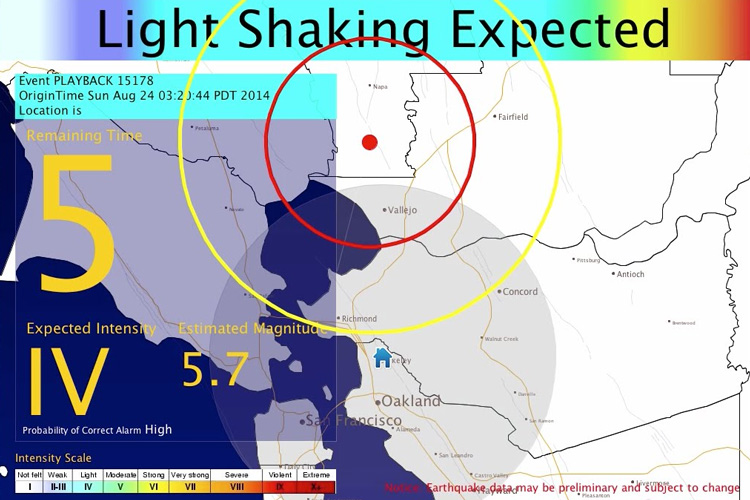 ShakeAlert screen shot.