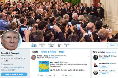 screenshot of Trump's twitter page