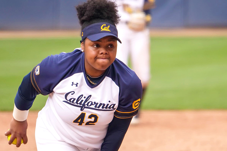 Zoë Conley focuses before she pitches a softball