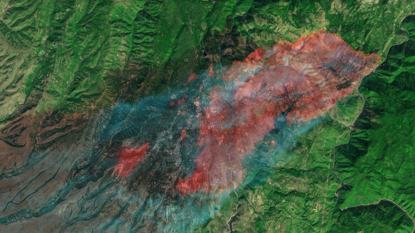 streets and houses that likely burned in Paradise