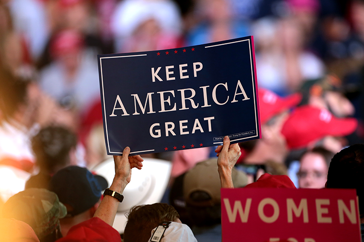 a "keep america great again" sign