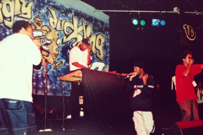 Quamé on stage, DJing for Souls of Mischief on tour