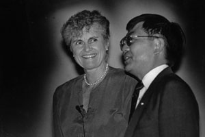Ervin-Tripp with former UC Berkeley Chancellor Chang-lin Tien in the 1990s.