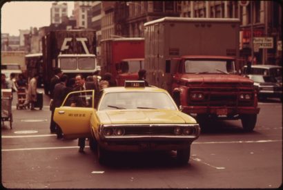 Taxi stuck in Manhattan traffic