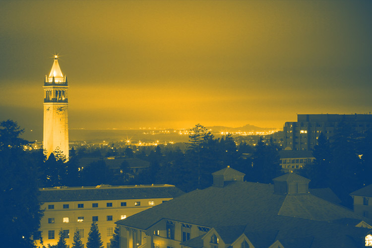 view of campus at night