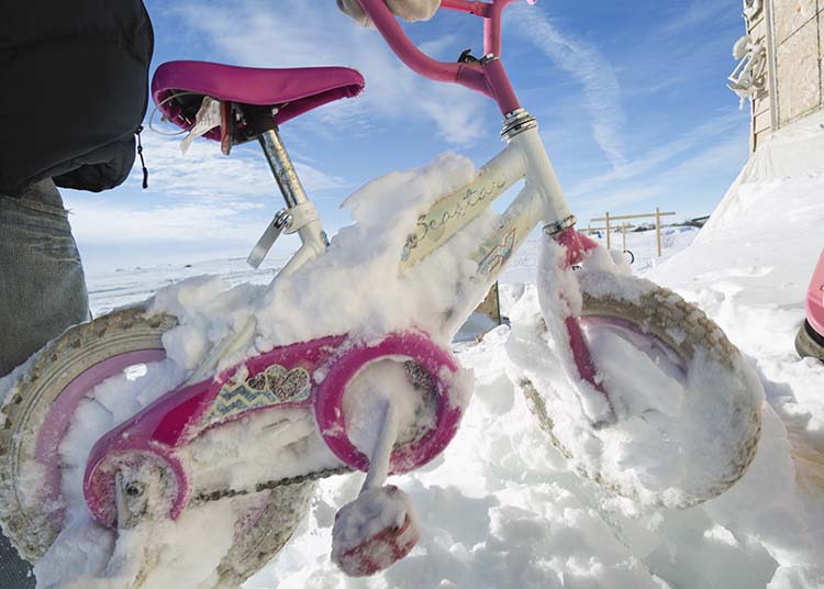 a bike covered with snow