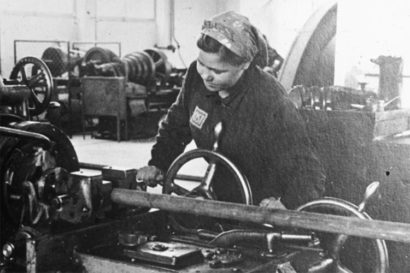 a Ukrainian woman works in a German factory during WWII 