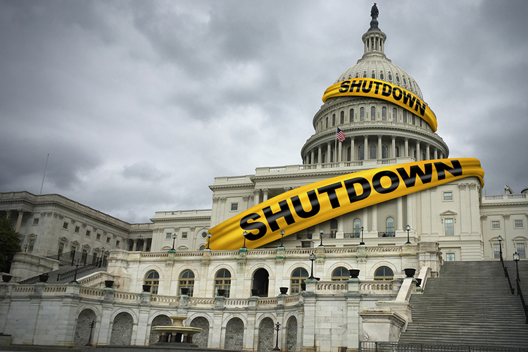 capitol with shutdown banner