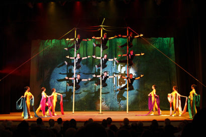 Acrobats performing on stage