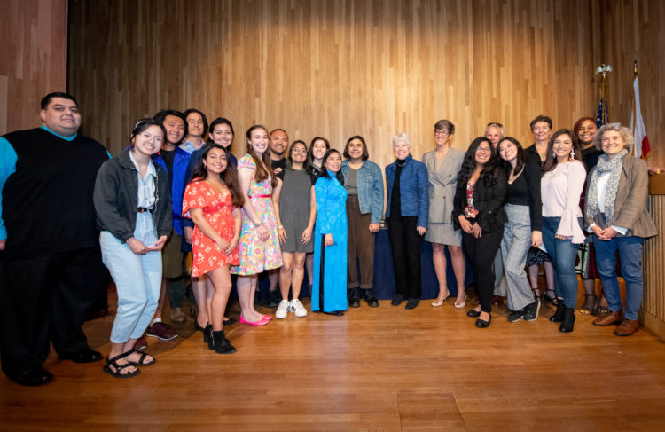 Carol Christ with 2019 winners of Chancellor's Public Service Awards