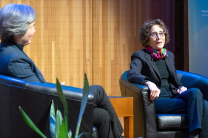 Tsu-Jae King Liu and Ellen Ullman talking on stage