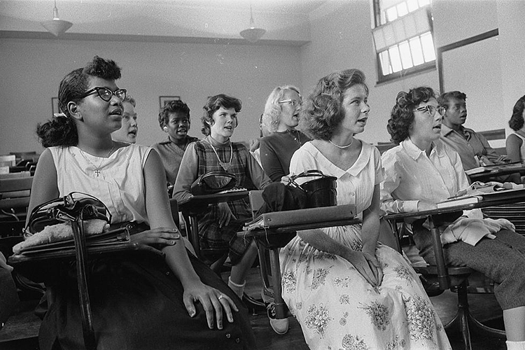 High school students sit in a classroom
