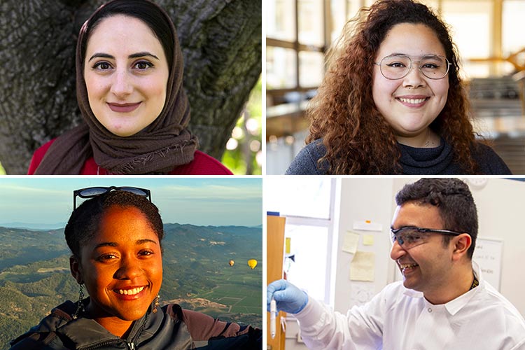 four headshots of students