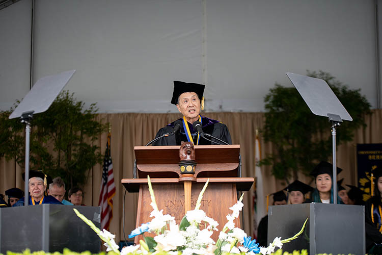 a man talks to a crowd