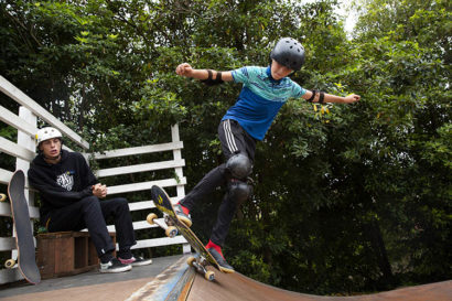 a skater on a half pipe