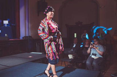 Gemma walks the runway in Guatemalan clothing