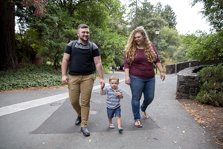 Blake and Kaley walk with their son, Henry