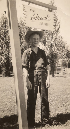 Stroud as a boy wearing a cowboy hat in Toronto