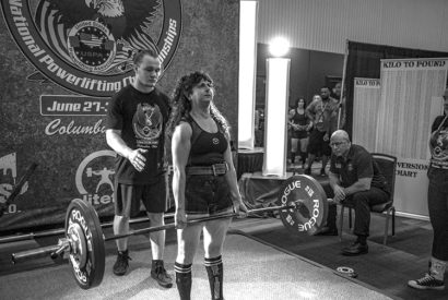 Librarian Hilary Schiraldi competing in a powerlifting competition