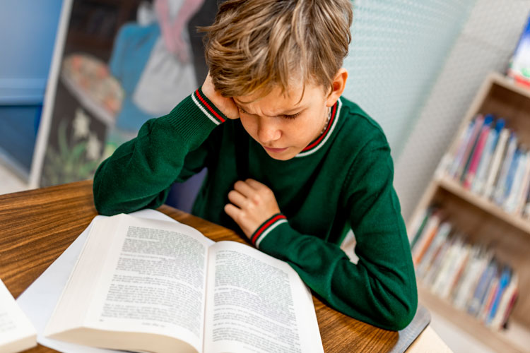 Boy reading a book