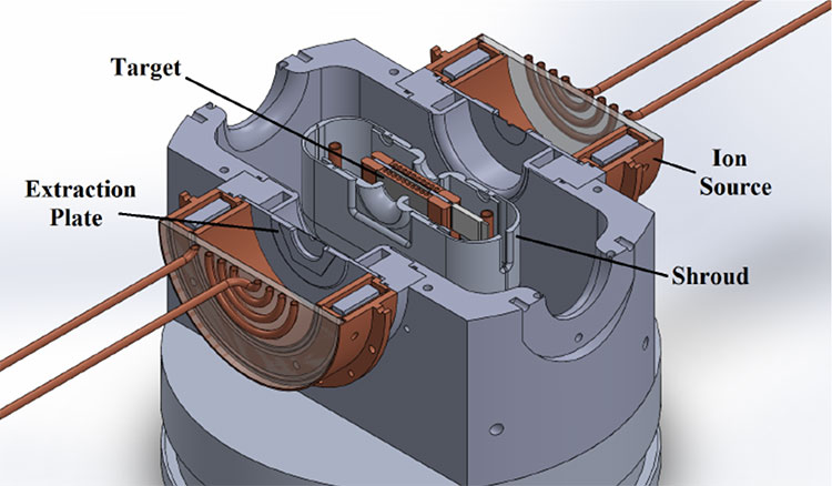 a cutaway view of the neutron generator