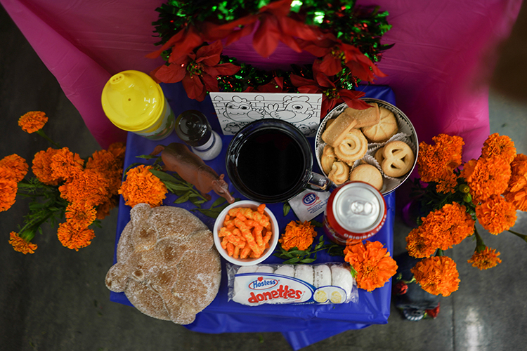 Sweets and other snacks are on many of the Day of the Dead altars