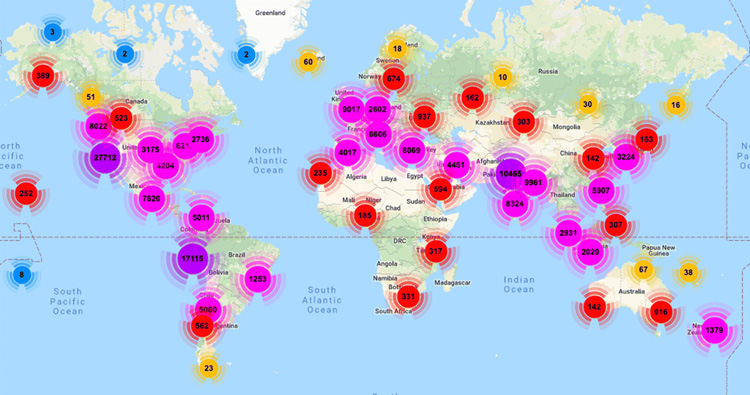 map of MyShake users today
