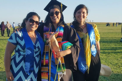 Valeria with her mom and sister during graduation at UC Santa Cruz