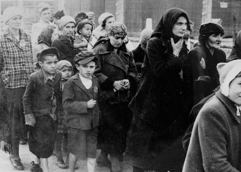 Hungarian Jews walking to gas chambers in Auschwitz