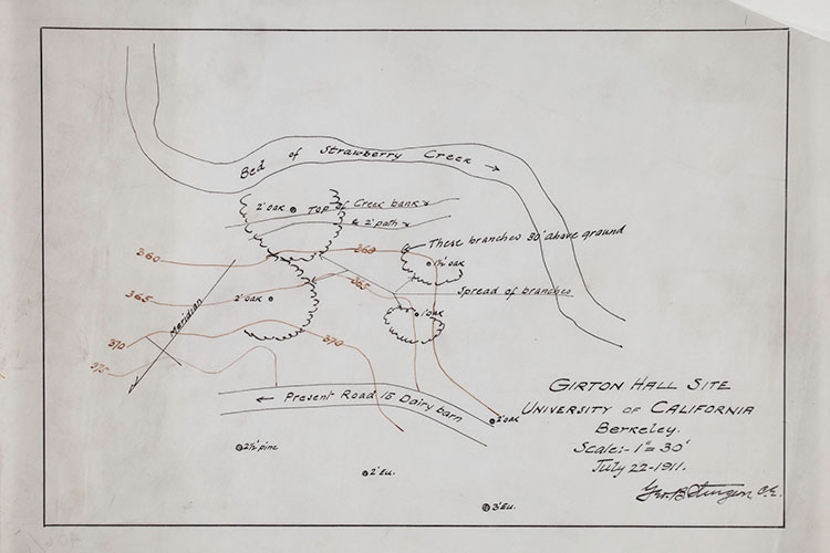 Sketched map of Girton Hall