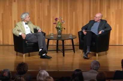 Art Cullen and Michael Pollan in conversation on stage