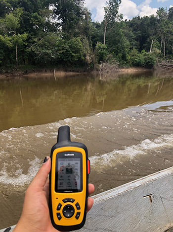 The GPS device that Ph.D. student Giovanna Figueroa used in Peru doing her field research.