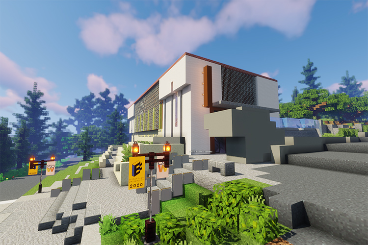 Simulated East Asian Library, built using Minecraft