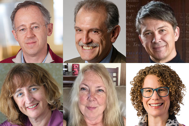 A photo collage that shows headshots of six UC Berkeley faculty members