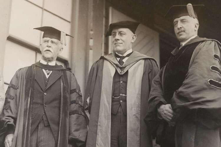 David Prescott, a UC president from 191-1923 and a man who members of the campus community say "advanced the interests of white supremacy," is shown in this photo wearing regalia.