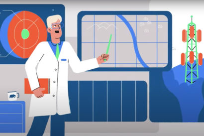 graphic showing an animated seismologist