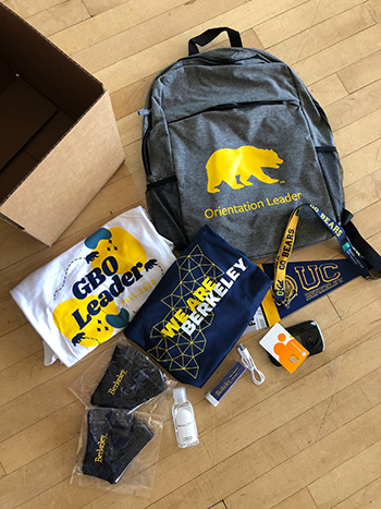 A box that will contain Cal gear, including a backpack. The gear read 