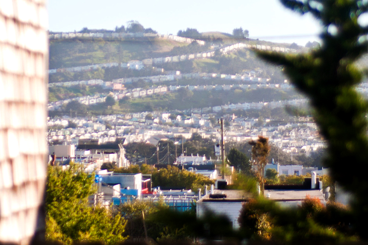 houses form lines across a hillside