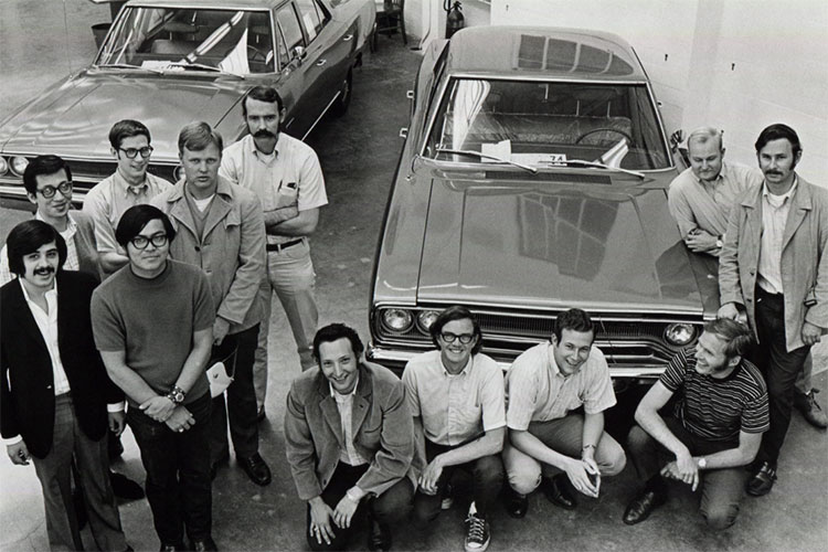 A black and white photo showing the Berkeley students who participated in the first Clean Air Car Race in 1970.